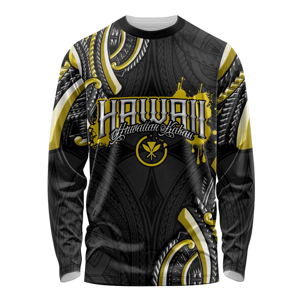 Traditional Art Hawaiian Kakau Tattoos Long Sleeve Shirt Yellow Color - Polynesian Pride