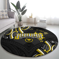 Traditional Art Hawaiian Kakau Tattoos Round Carpet Yellow Color - Polynesian Pride