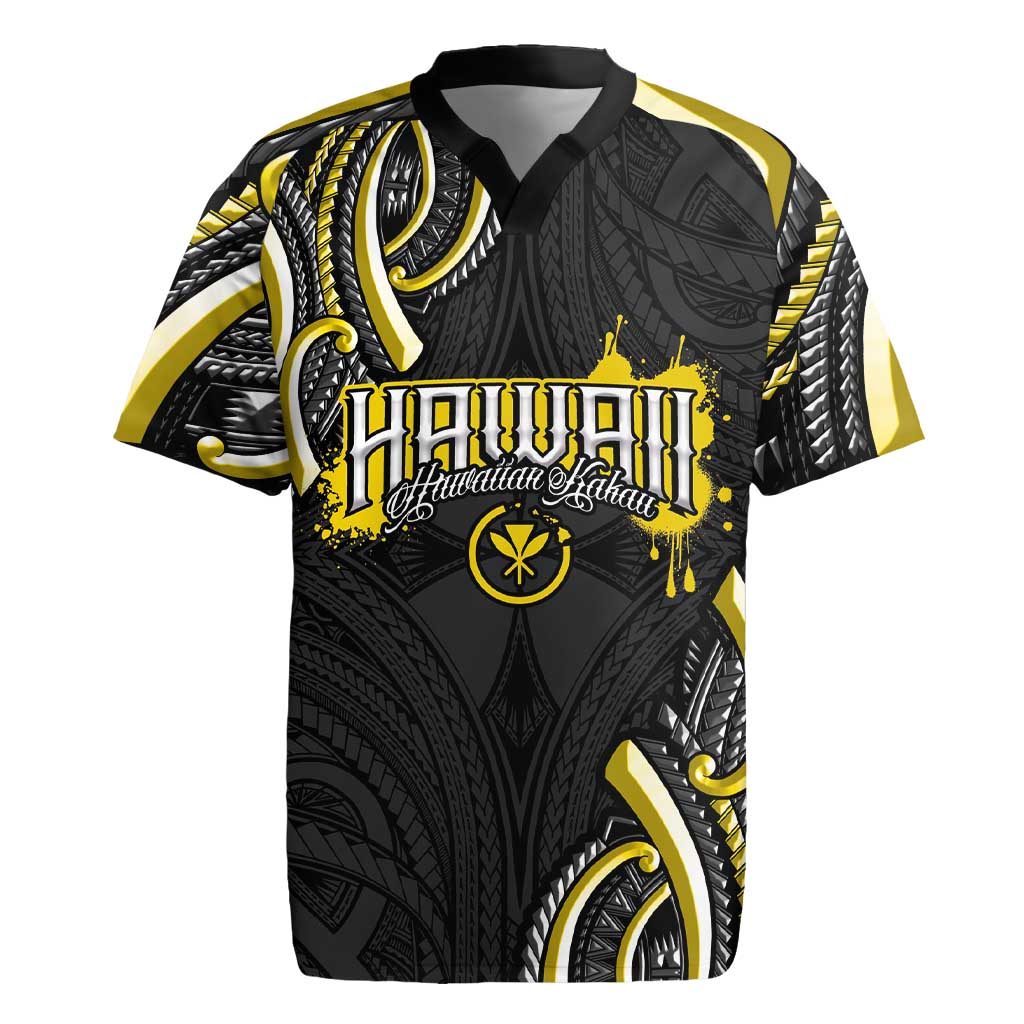 Traditional Art Hawaiian Kakau Tattoos Rugby Jersey Yellow Color - Polynesian Pride