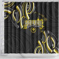 Traditional Art Hawaiian Kakau Tattoos Shower Curtain Yellow Color - Polynesian Pride
