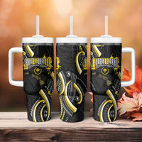 Traditional Art Hawaiian Kakau Tattoos Tumbler With Handle Yellow Color - Polynesian Pride