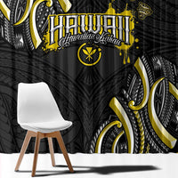 Traditional Art Hawaiian Kakau Tattoos Window Curtain Yellow Color - Polynesian Pride