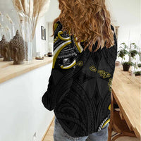 Traditional Art Hawaiian Kakau Tattoos Women Casual Shirt Yellow Color - Polynesian Pride