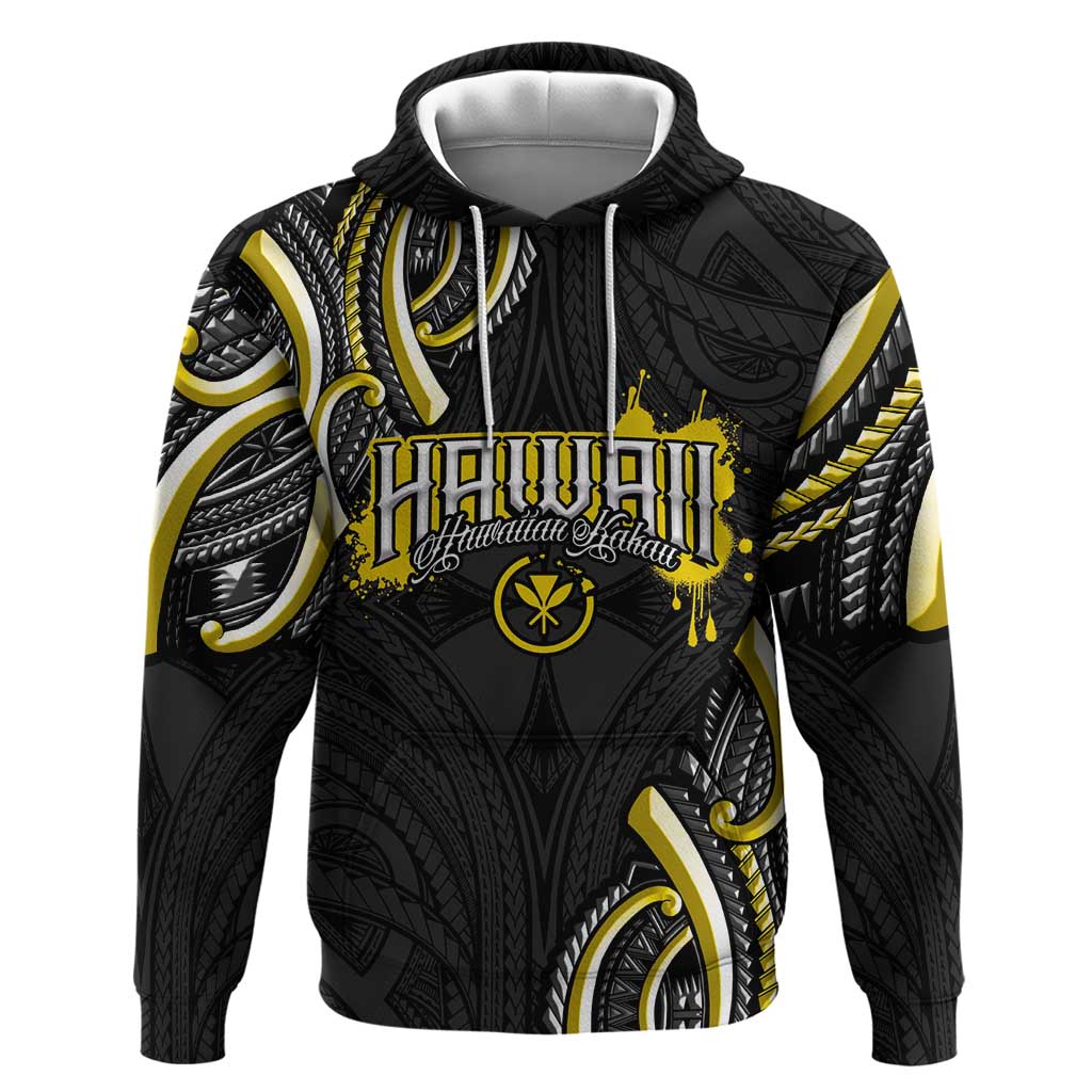 Traditional Art Hawaiian Kakau Tattoos Zip Hoodie Yellow Color - Polynesian Pride
