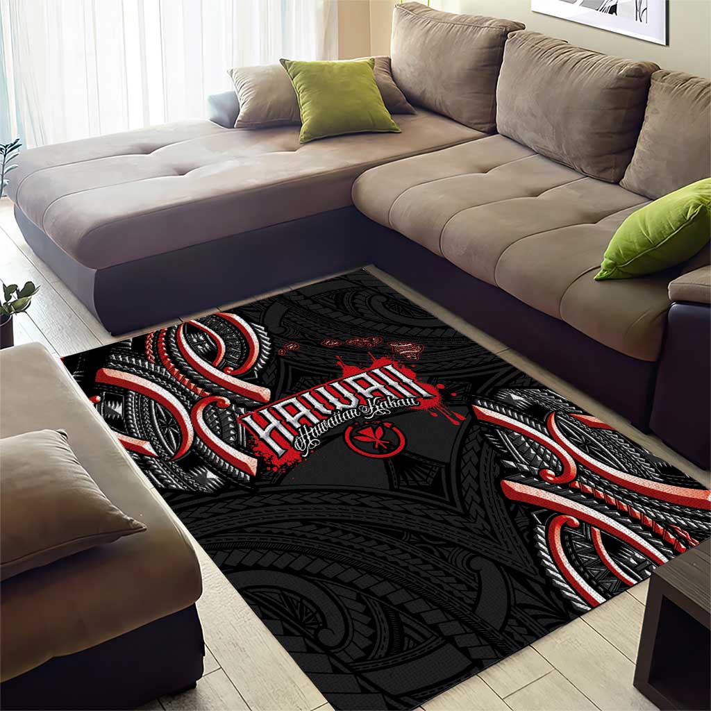 Traditional Art Hawaiian Kakau Tattoos Area Rug Red Color - Polynesian Pride