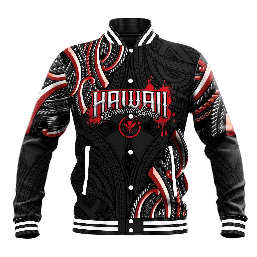 Traditional Art Hawaiian Kakau Tattoos Baseball Jacket Red Color - Polynesian Pride