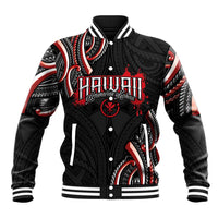 Traditional Art Hawaiian Kakau Tattoos Baseball Jacket Red Color - Polynesian Pride