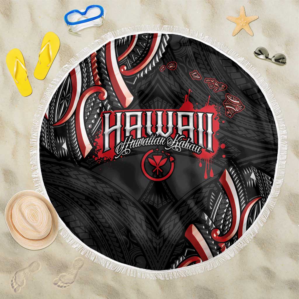 Traditional Art Hawaiian Kakau Tattoos Beach Blanket Red Color - Polynesian Pride