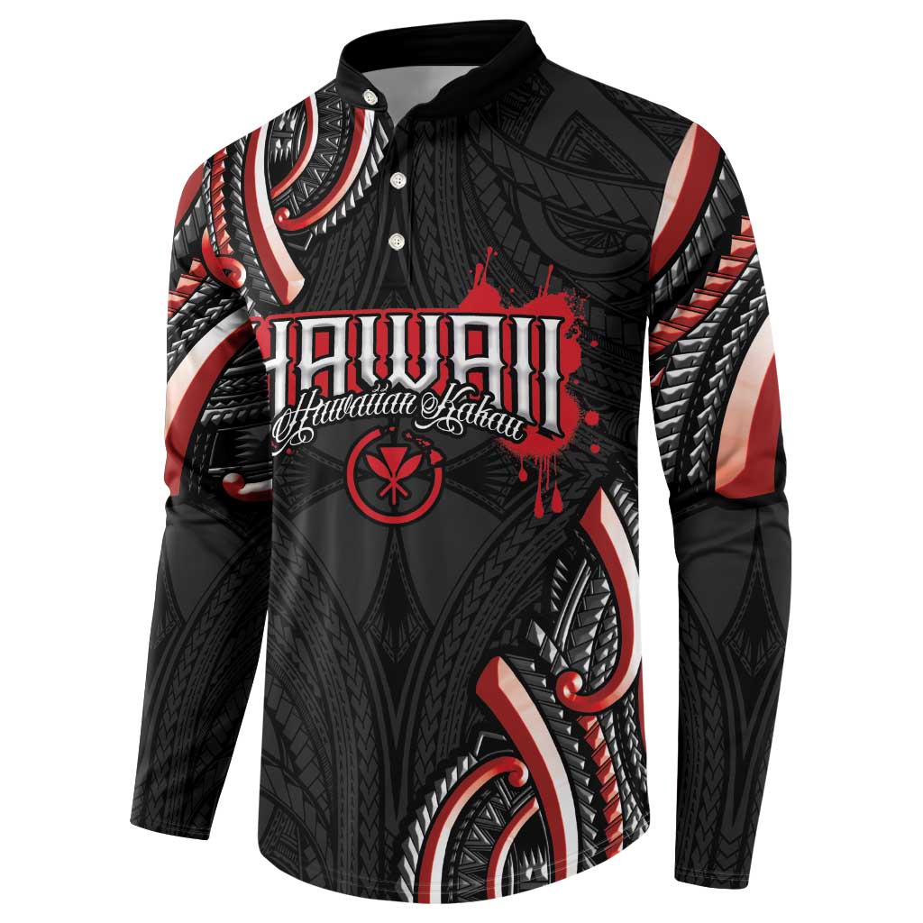 Traditional Art Hawaiian Kakau Tattoos Button Sweatshirt Red Color - Polynesian Pride