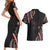 Traditional Art Hawaiian Kakau Tattoos Couples Matching Short Sleeve Bodycon Dress and Hawaiian Shirt Red Color - Polynesian Pride