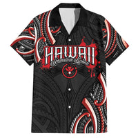 Traditional Art Hawaiian Kakau Tattoos Family Matching Long Sleeve Bodycon Dress and Hawaiian Shirt Red Color - Polynesian Pride