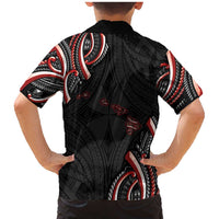 Traditional Art Hawaiian Kakau Tattoos Family Matching Mermaid Dress and Hawaiian Shirt Red Color - Polynesian Pride