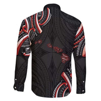 Traditional Art Hawaiian Kakau Tattoos Family Matching Tank Maxi Dress and Hawaiian Shirt Red Color - Polynesian Pride