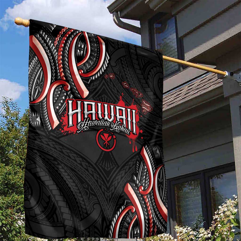 Traditional Art Hawaiian Kakau Tattoos Garden Flag Red Color - Polynesian Pride