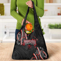Traditional Art Hawaiian Kakau Tattoos Grocery Bag Red Color - Polynesian Pride