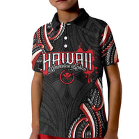 Traditional Art Hawaiian Kakau Tattoos Kid Polo Shirt Red Color - Polynesian Pride