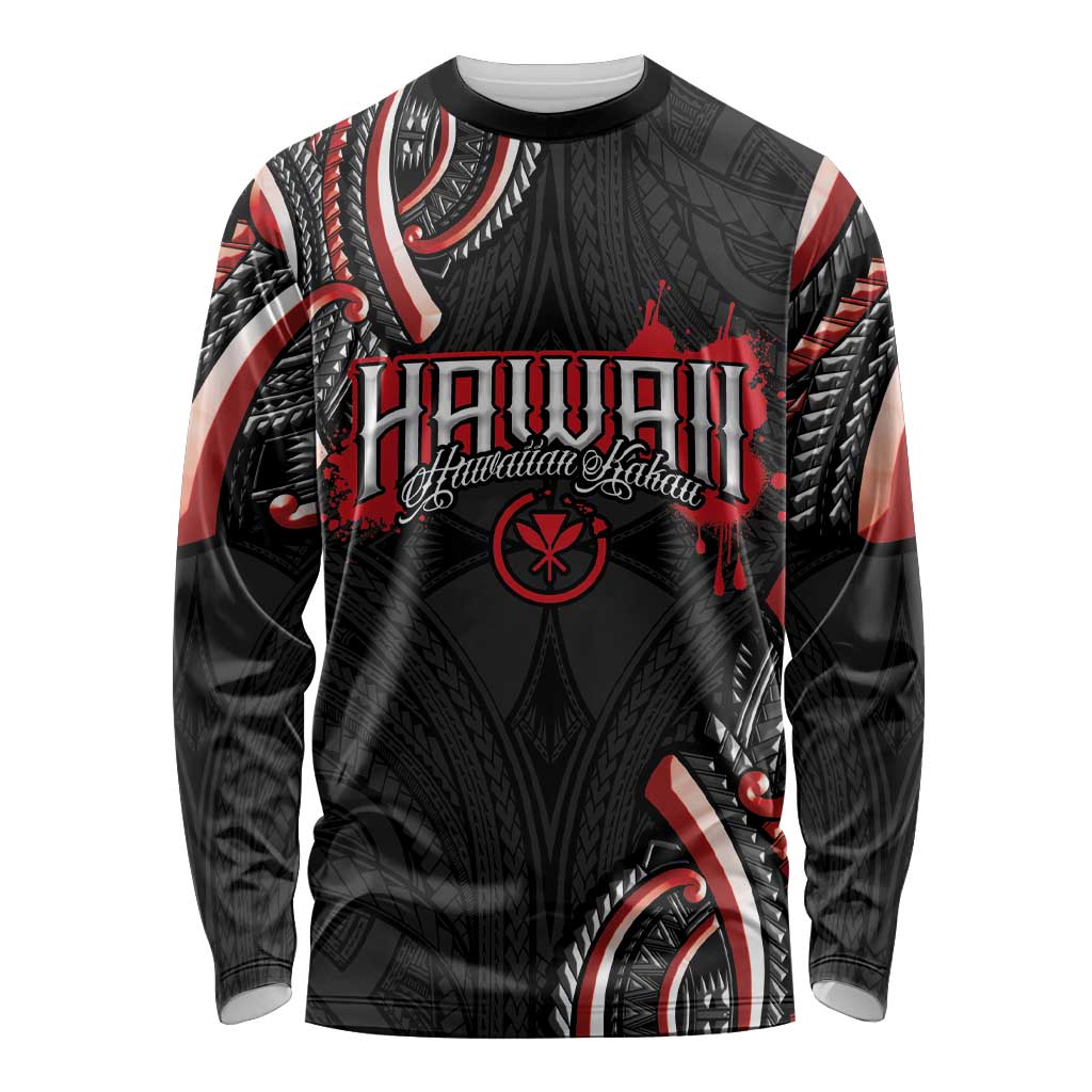 Traditional Art Hawaiian Kakau Tattoos Long Sleeve Shirt Red Color - Polynesian Pride