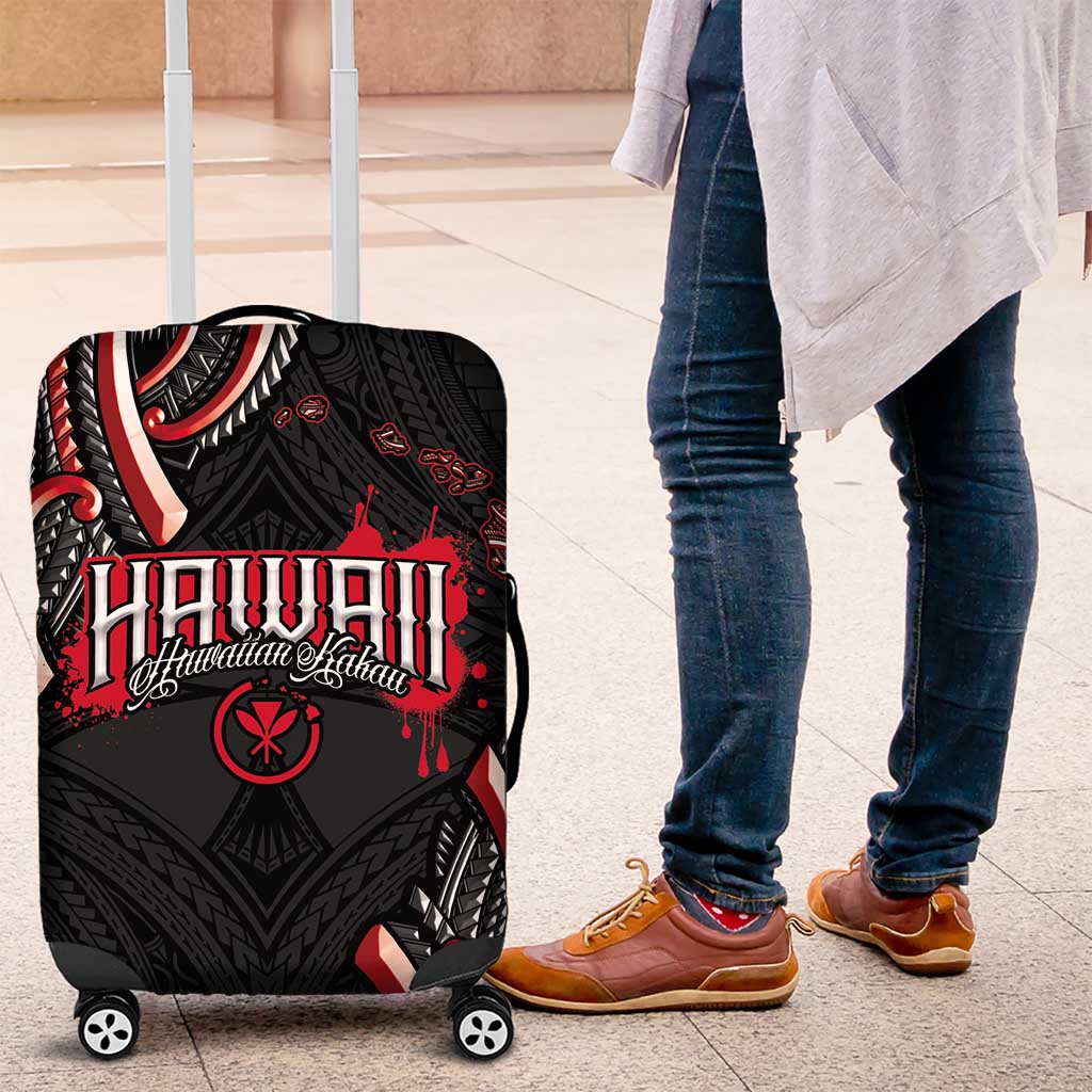 Traditional Art Hawaiian Kakau Tattoos Luggage Cover Red Color - Polynesian Pride
