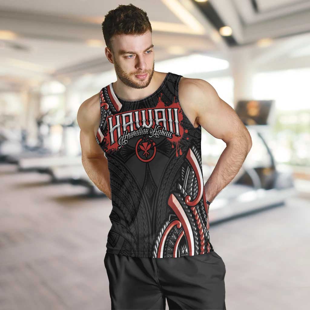 Traditional Art Hawaiian Kakau Tattoos Men Tank Top Red Color - Polynesian Pride