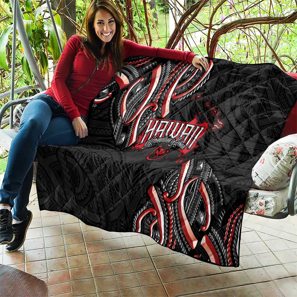 Traditional Art Hawaiian Kakau Tattoos Quilt Red Color - Polynesian Pride
