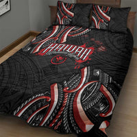 Traditional Art Hawaiian Kakau Tattoos Quilt Bed Set Red Color - Polynesian Pride