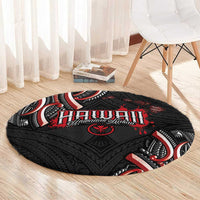 Traditional Art Hawaiian Kakau Tattoos Round Carpet Red Color - Polynesian Pride