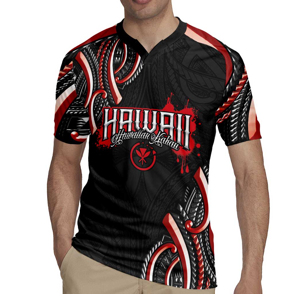 Traditional Art Hawaiian Kakau Tattoos Rugby Jersey Red Color - Polynesian Pride