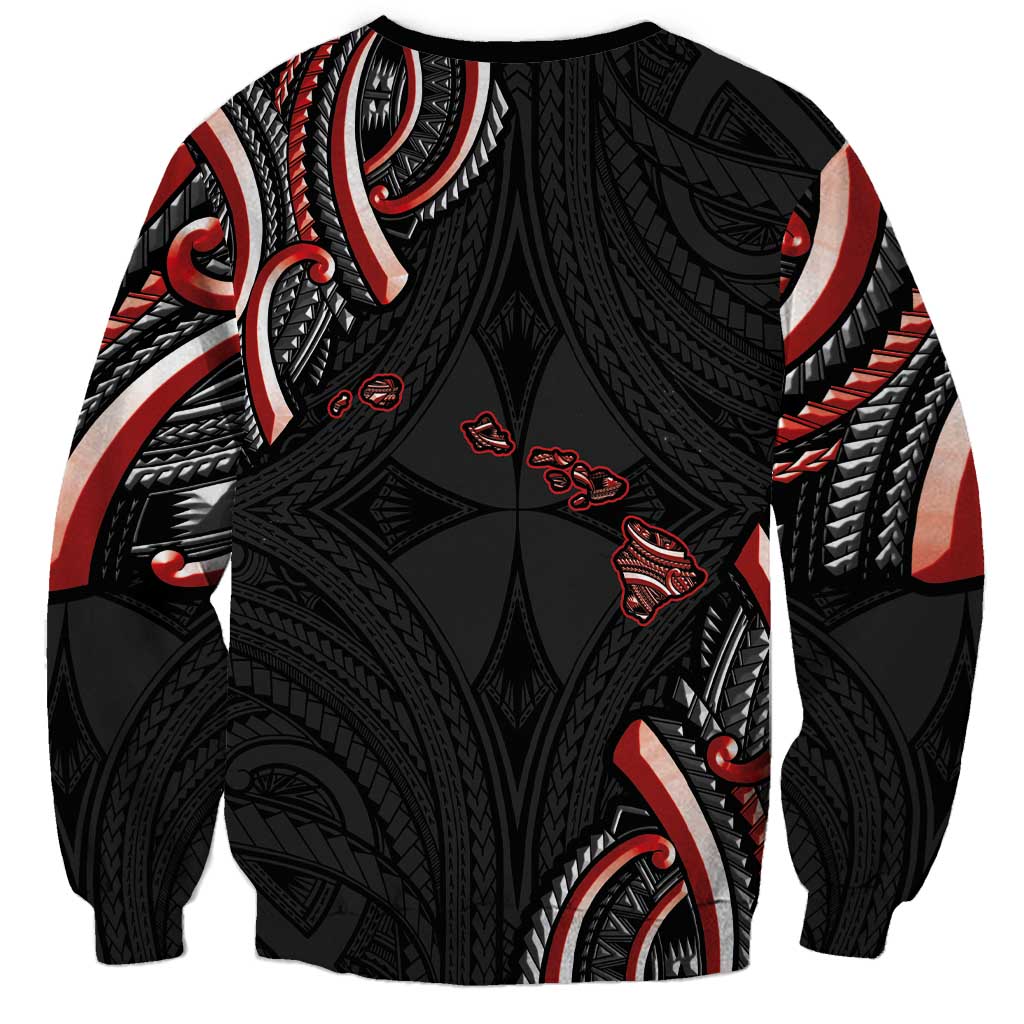 Traditional Art Hawaiian Kakau Tattoos Sweatshirt Red Color - Polynesian Pride