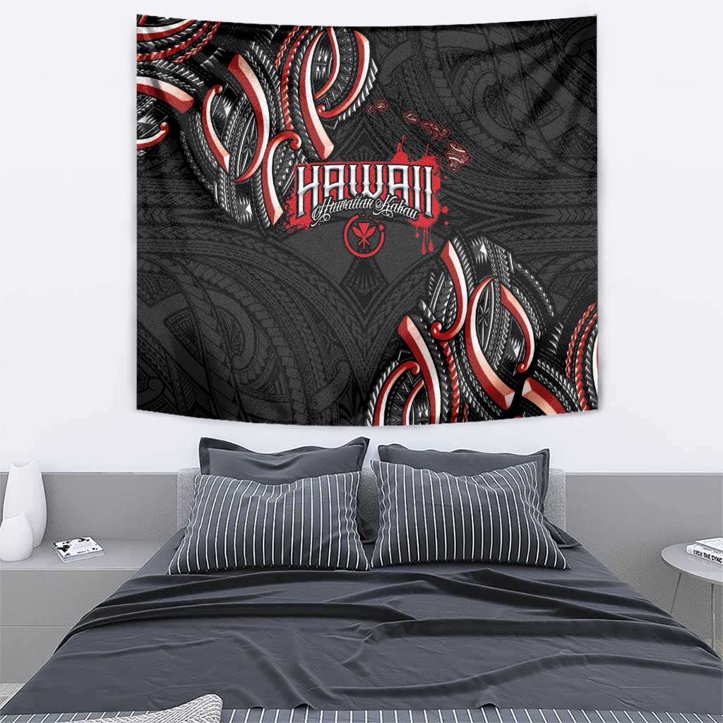 Traditional Art Hawaiian Kakau Tattoos Tapestry Red Color - Polynesian Pride