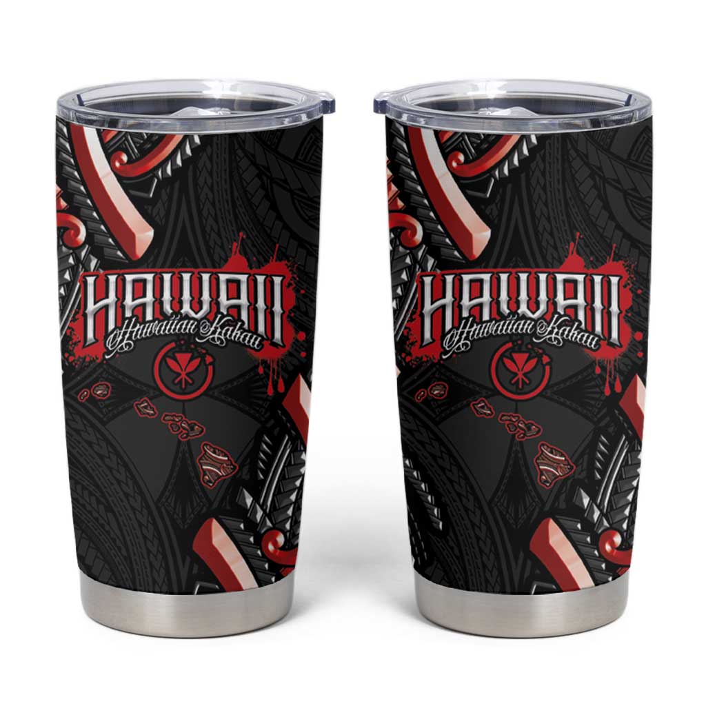 Traditional Art Hawaiian Kakau Tattoos Tumbler Cup Red Color - Polynesian Pride