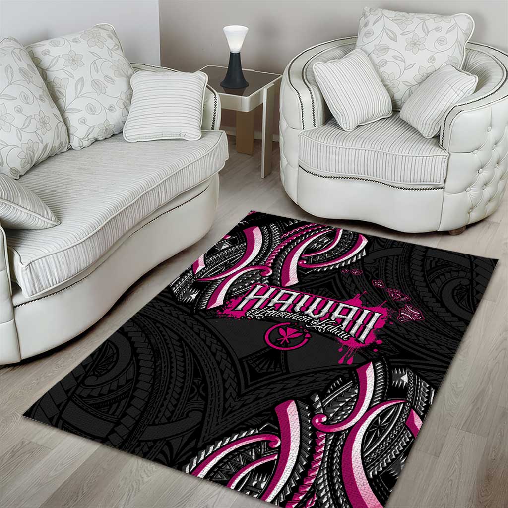 Traditional Art Hawaiian Kakau Tattoos Area Rug Pink Color - Polynesian Pride