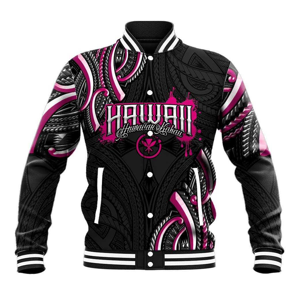 Traditional Art Hawaiian Kakau Tattoos Baseball Jacket Pink Color - Polynesian Pride
