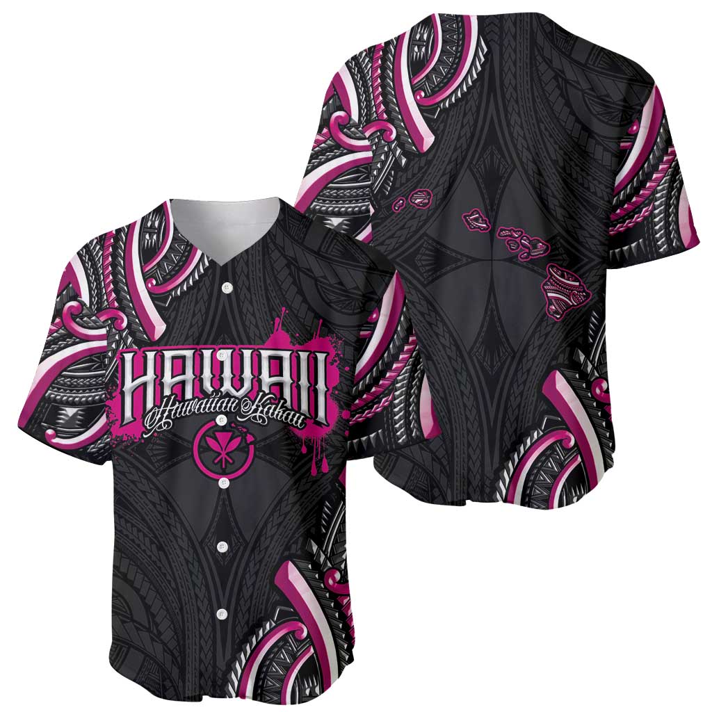 Traditional Art Hawaiian Kakau Tattoos Baseball Jersey Pink Color - Polynesian Pride