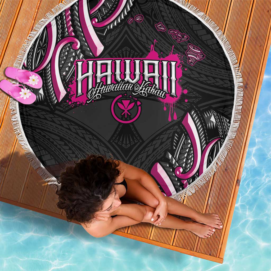 Traditional Art Hawaiian Kakau Tattoos Beach Blanket Pink Color - Polynesian Pride