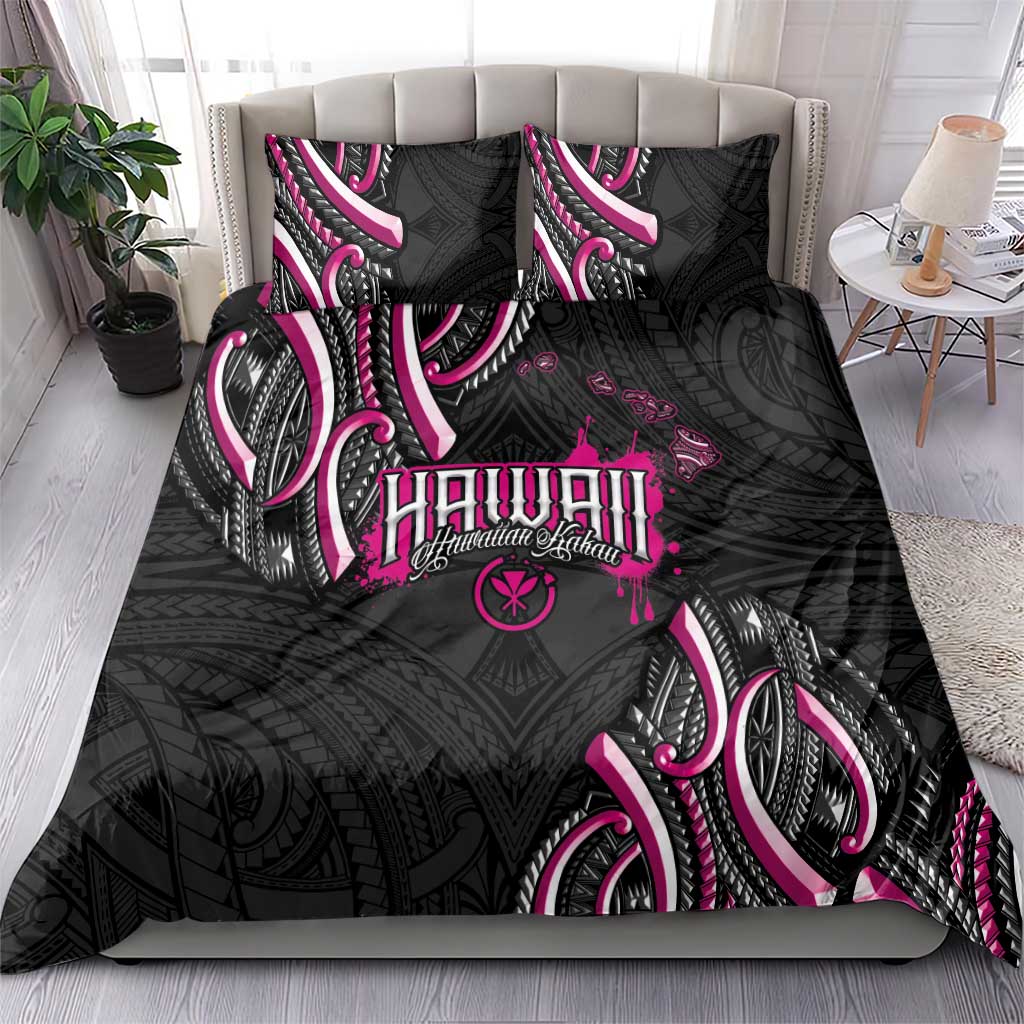 Traditional Art Hawaiian Kakau Tattoos Bedding Set Pink Color - Polynesian Pride