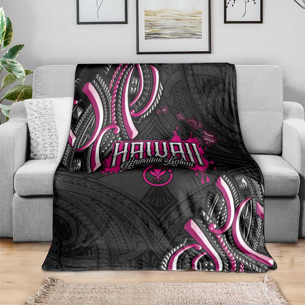 Traditional Art Hawaiian Kakau Tattoos Blanket Pink Color - Polynesian Pride