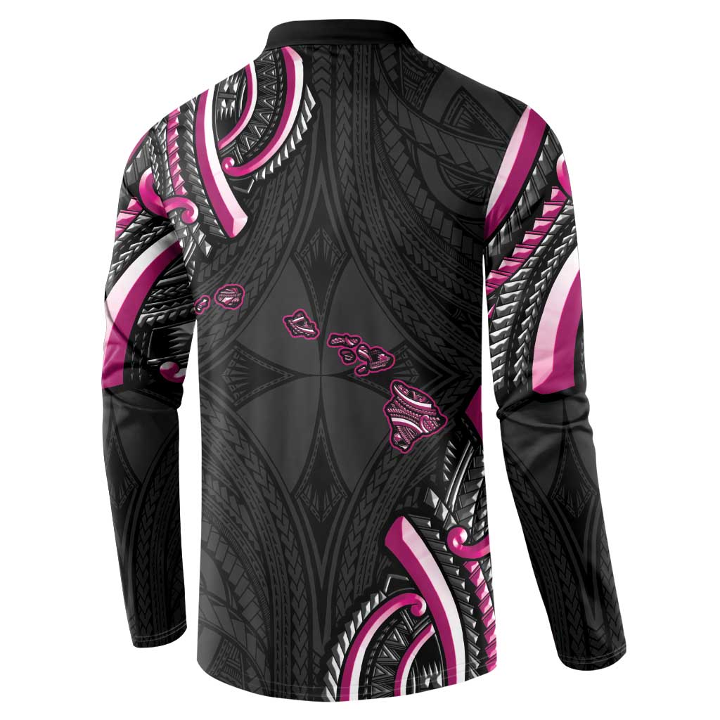 Traditional Art Hawaiian Kakau Tattoos Button Sweatshirt Pink Color - Polynesian Pride