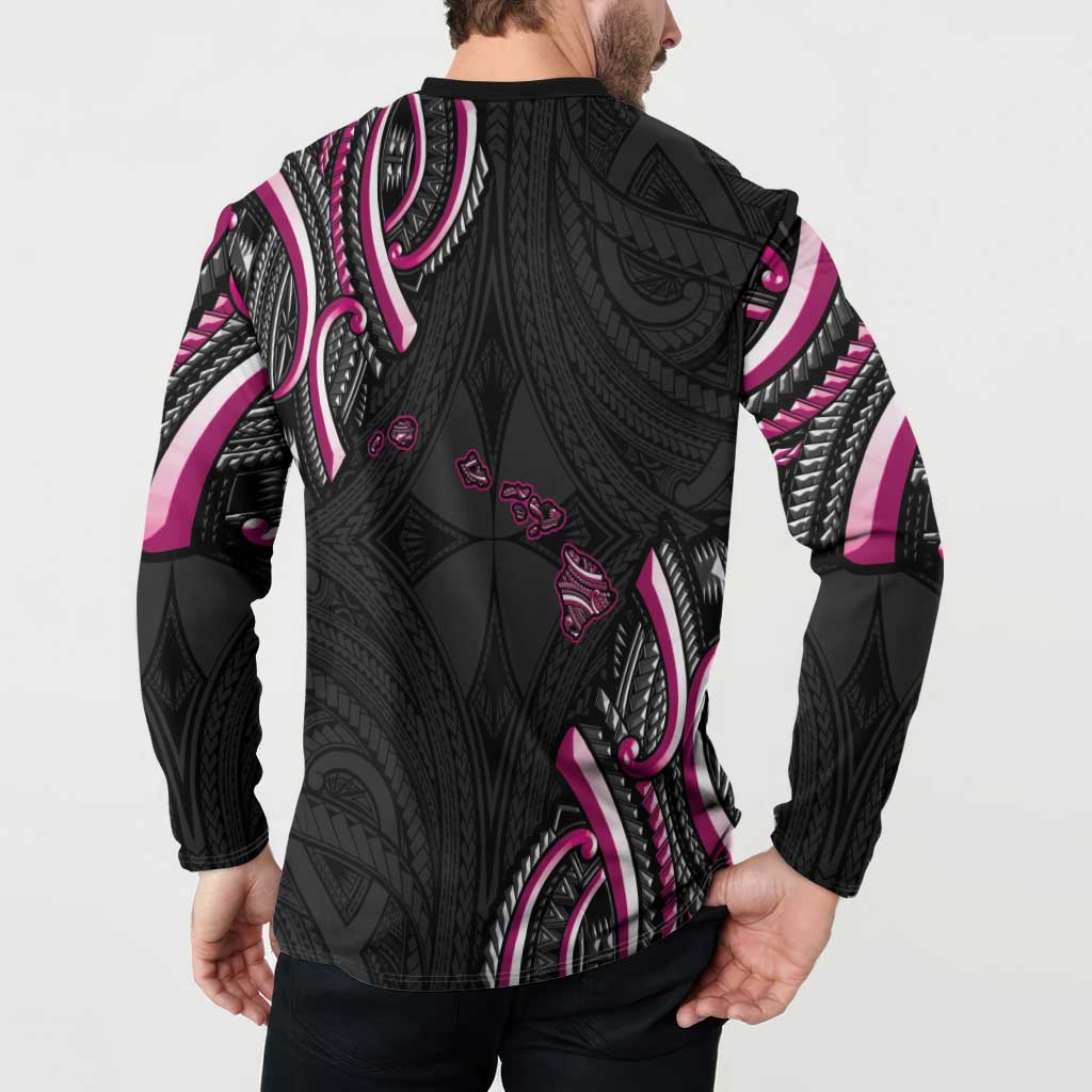 Traditional Art Hawaiian Kakau Tattoos Button Sweatshirt Pink Color - Polynesian Pride