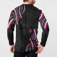 Traditional Art Hawaiian Kakau Tattoos Button Sweatshirt Pink Color - Polynesian Pride