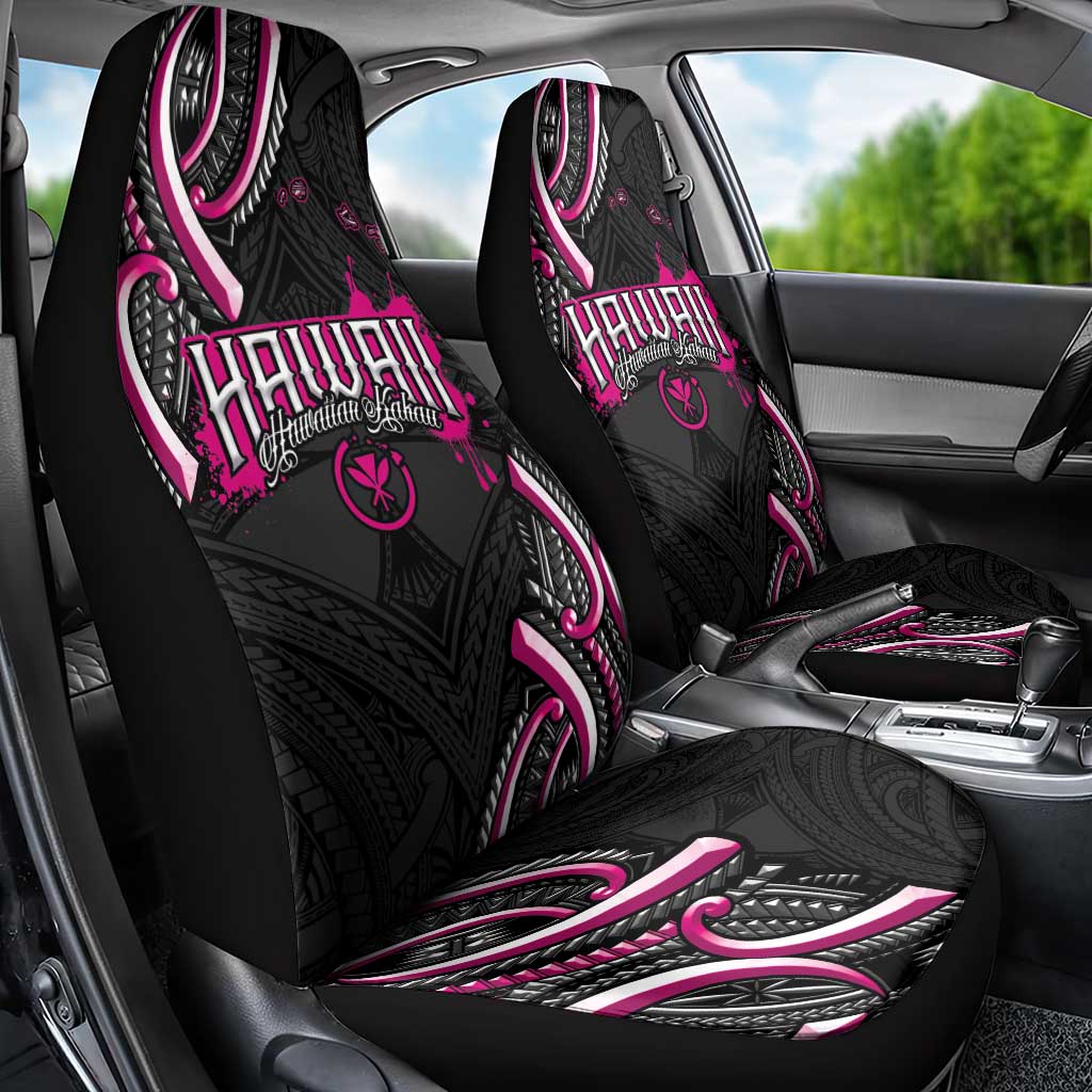Traditional Art Hawaiian Kakau Tattoos Car Seat Cover Pink Color - Polynesian Pride