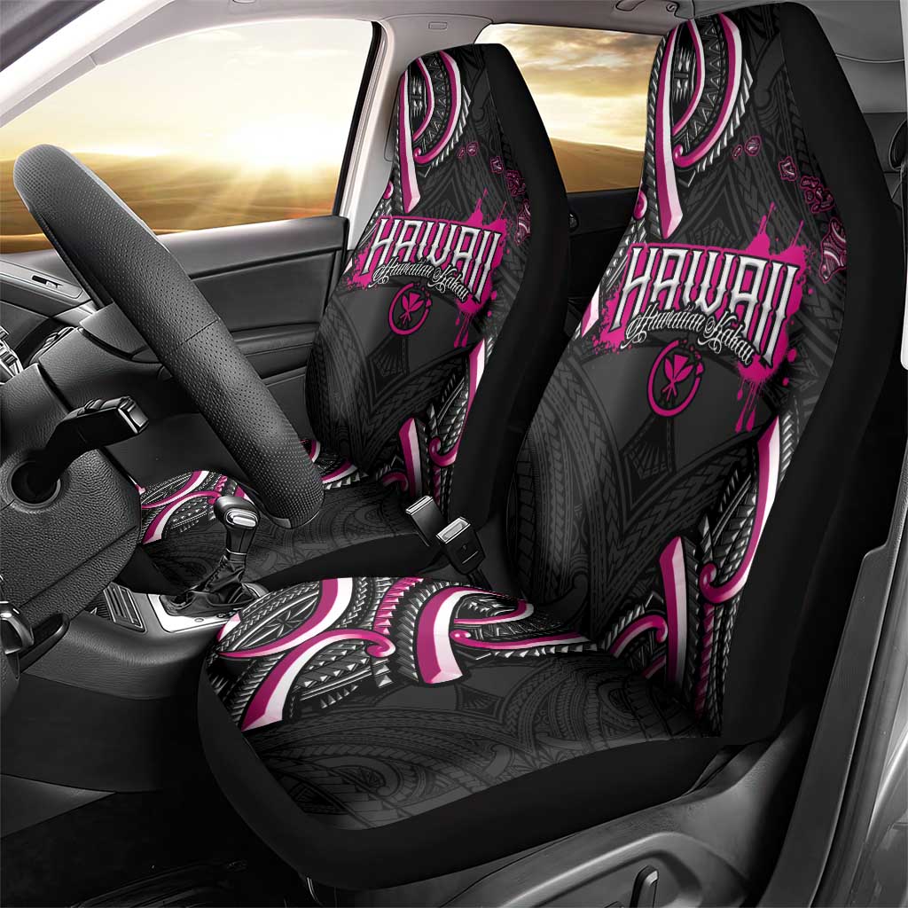 Traditional Art Hawaiian Kakau Tattoos Car Seat Cover Pink Color - Polynesian Pride