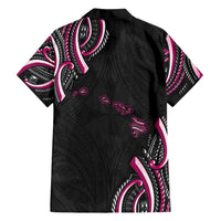 Traditional Art Hawaiian Kakau Tattoos Family Matching Off Shoulder Maxi Dress and Hawaiian Shirt Pink Color - Polynesian Pride