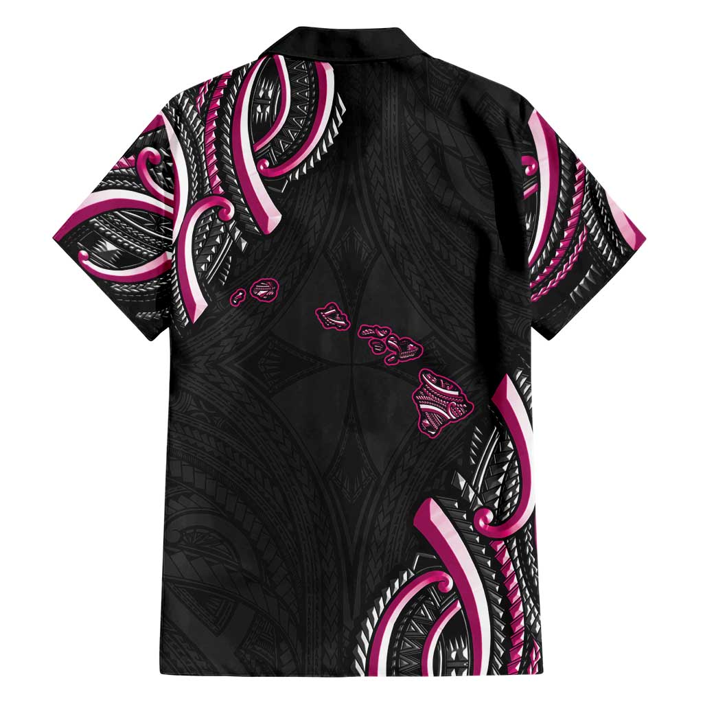 Traditional Art Hawaiian Kakau Tattoos Family Matching Short Sleeve Bodycon Dress and Hawaiian Shirt Pink Color - Polynesian Pride