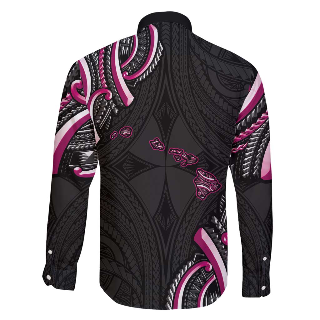 Traditional Art Hawaiian Kakau Tattoos Family Matching Short Sleeve Bodycon Dress and Hawaiian Shirt Pink Color - Polynesian Pride