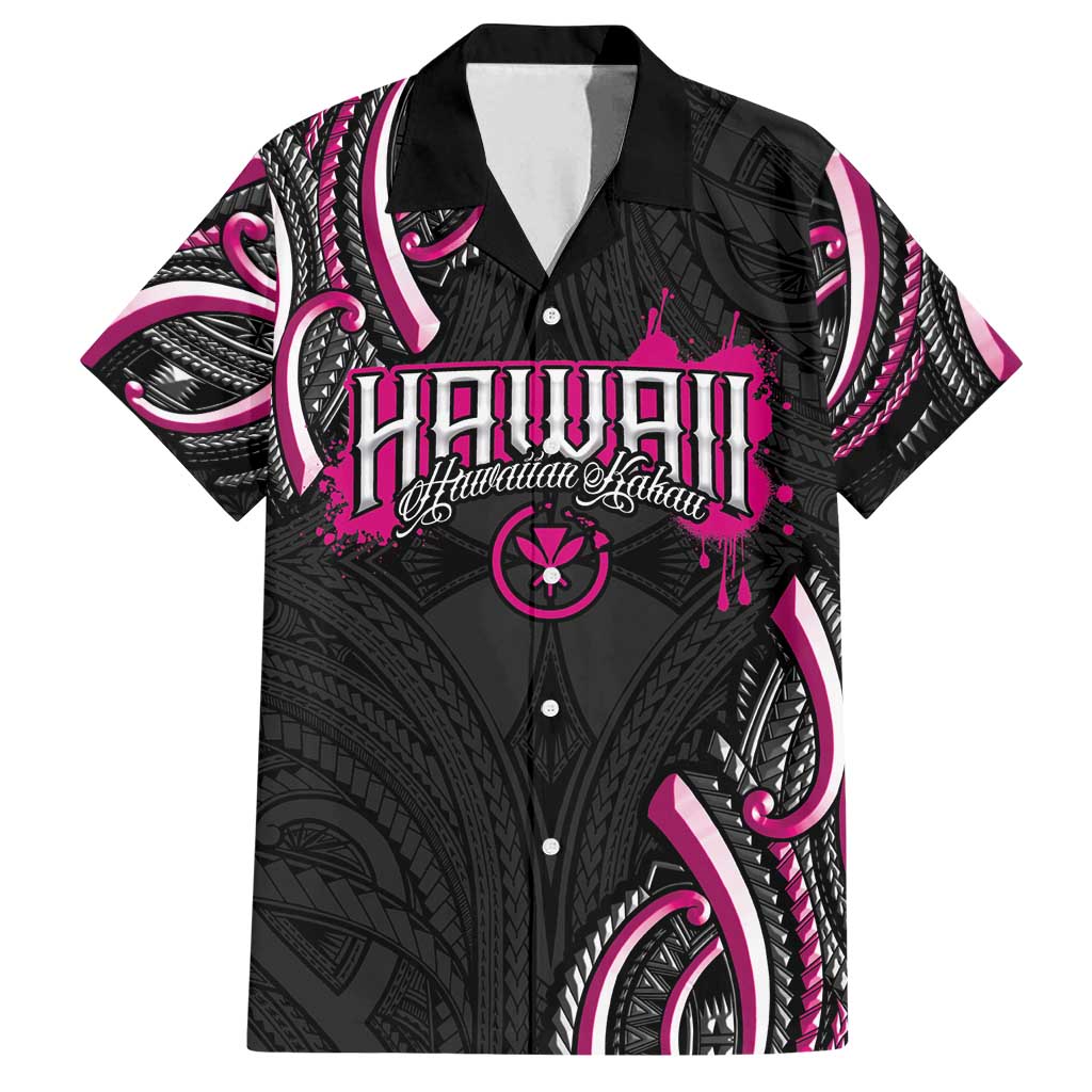 Traditional Art Hawaiian Kakau Tattoos Family Matching Summer Maxi Dress and Hawaiian Shirt Pink Color - Polynesian Pride