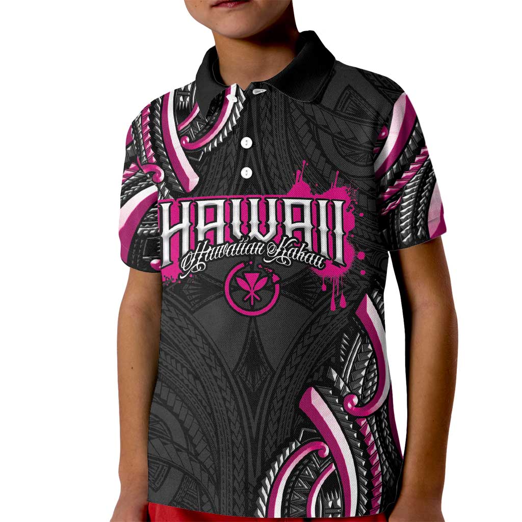 Traditional Art Hawaiian Kakau Tattoos Kid Polo Shirt Pink Color - Polynesian Pride