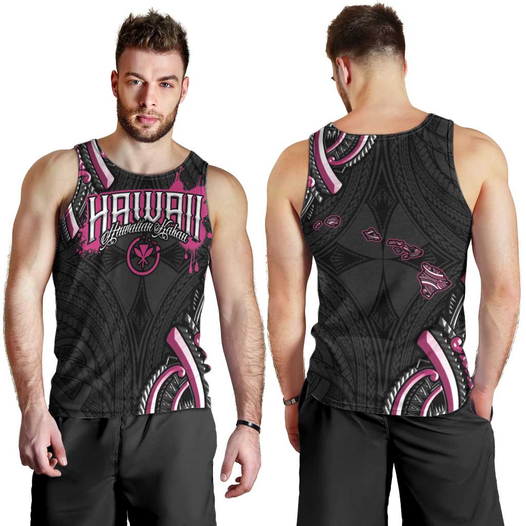Traditional Art Hawaiian Kakau Tattoos Men Tank Top Pink Color - Polynesian Pride