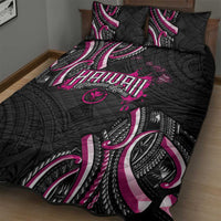 Traditional Art Hawaiian Kakau Tattoos Quilt Bed Set Pink Color - Polynesian Pride
