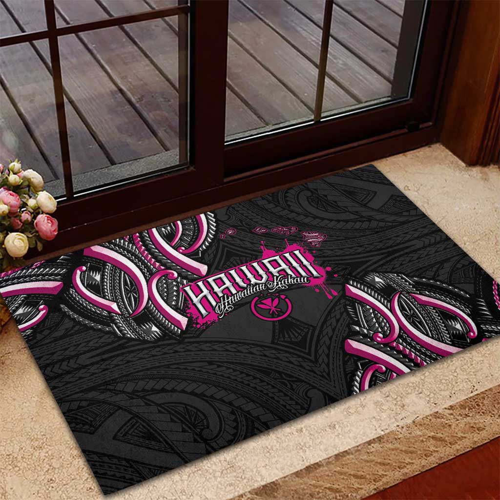Traditional Art Hawaiian Kakau Tattoos Rubber Doormat Pink Color - Polynesian Pride