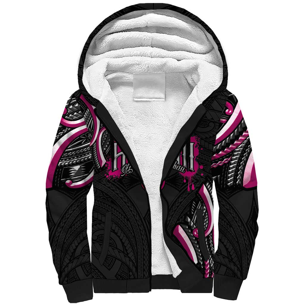 Traditional Art Hawaiian Kakau Tattoos Sherpa Hoodie Pink Color - Polynesian Pride